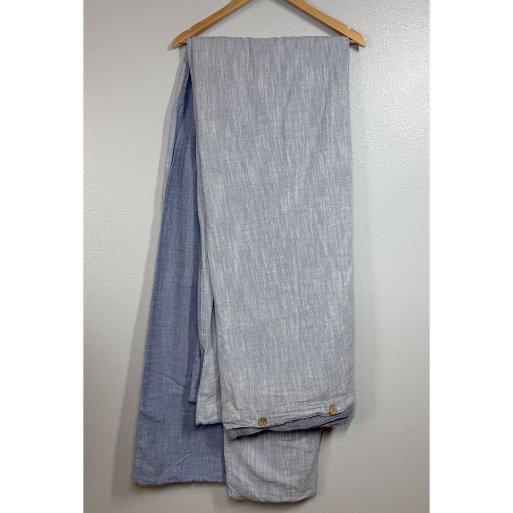 Pottery Barn Dorm Twin Duvet Cover Blue Chambray Cotton Button Closure